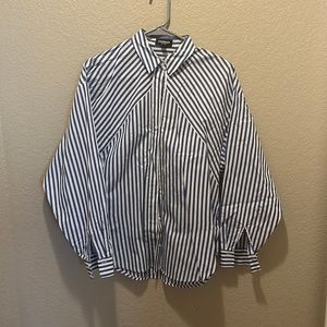 Express Poplin Striped Boyfriend Portofino Shirt
